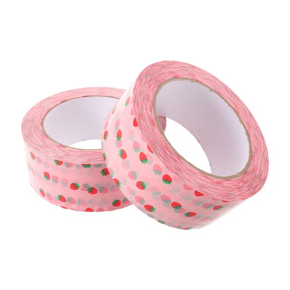 LOLIPPYY 2Pcs Durable Strawberry Printed Shipping Tape with Thick Paper Core for Easy Use