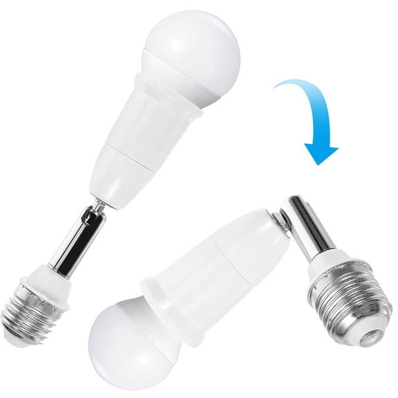 LOLIPPYY 2Pcs E27 Lamp Socket Extender with 360 Degree Adjustable Rotation White Light Fixture Adapter