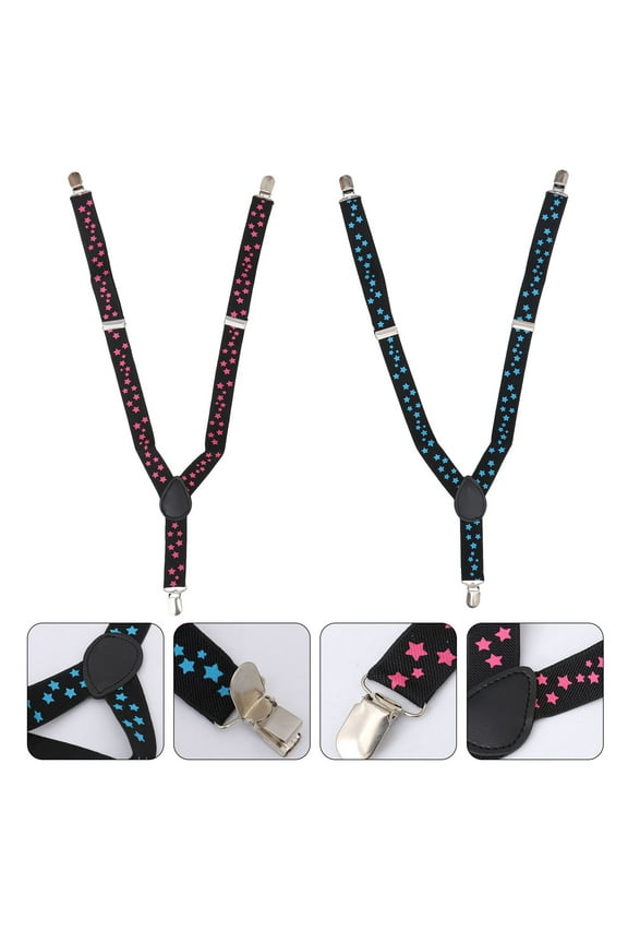 2-Pack Adjustable Elastic Suspenders with Clip-On Trouser Straps for Men and Women Unisex Style