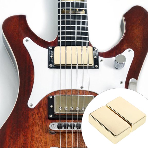 LOLIPPYY 2Pcs Electric Guitar Metal Humbucker Pickup Covers Golden Pickup Shield for Enhanced Signal Clarity