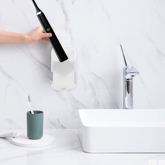 LOLIPPYY 2Pcs Electric Toothbrush Stand Wall Holder for Bathroom White Material