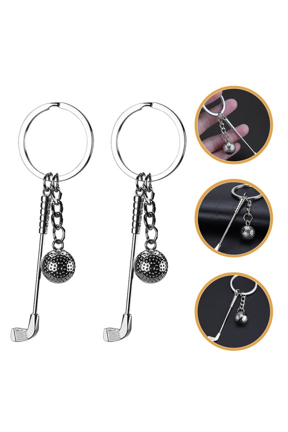 2Pcs Elegant Golf Keyrings with Durable Zinc Alloy Construction for Key Hanging and Accessories