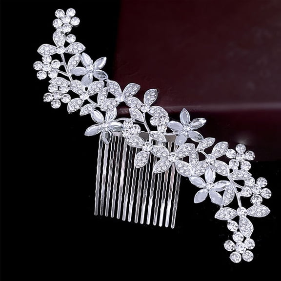 LOLIPPYY 2Pcs Elegant Rhinestone Wedding Hair Combs Plated Silver Hair Accessories for Bridal and Prom