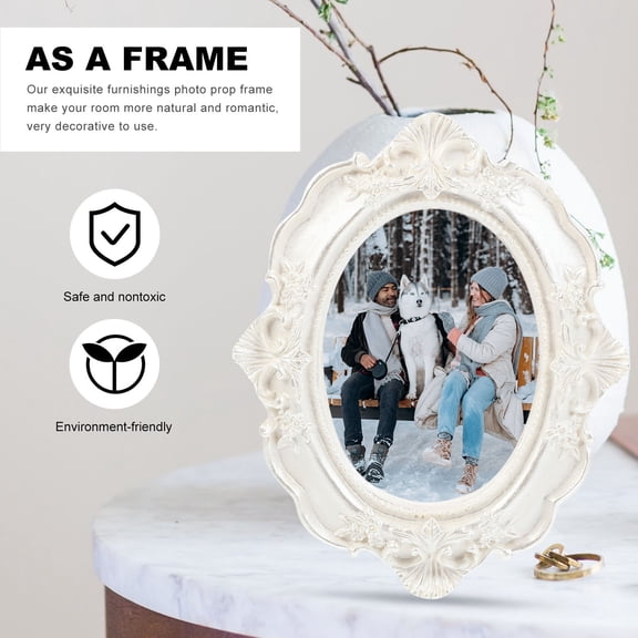 LOLIPPYY 2Pcs Elegant White Photo Frame Decoration Resin Frame for Home and Cafe Settings