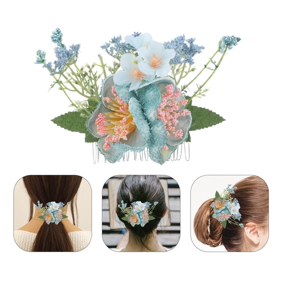 LOLIPPYY 2-Pack Hawaiian Floral Hair Combs, Exotic Artificial Flower Side Clips for Luau, Wedding, and Party Accessories