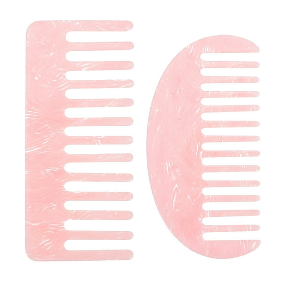 LOLIPPYY 2Pcs Extra Wide Tooth Comb Acetate Fiber Pink Relieve Tension Women