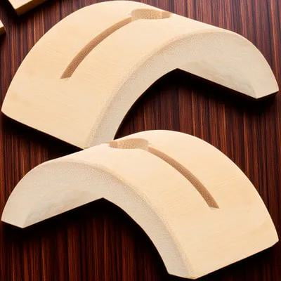 LOLIPPYY 2-Pack Beige Wooden Fan Display Stand Holder, Half Circle Shape for Home Decor and Organization