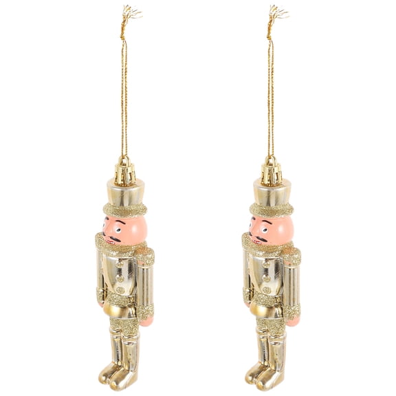LOLIPPYY 2-Pack Golden Nutcracker Christmas Tree Ornaments Hanging Decorations for Holiday Party and Home Decor