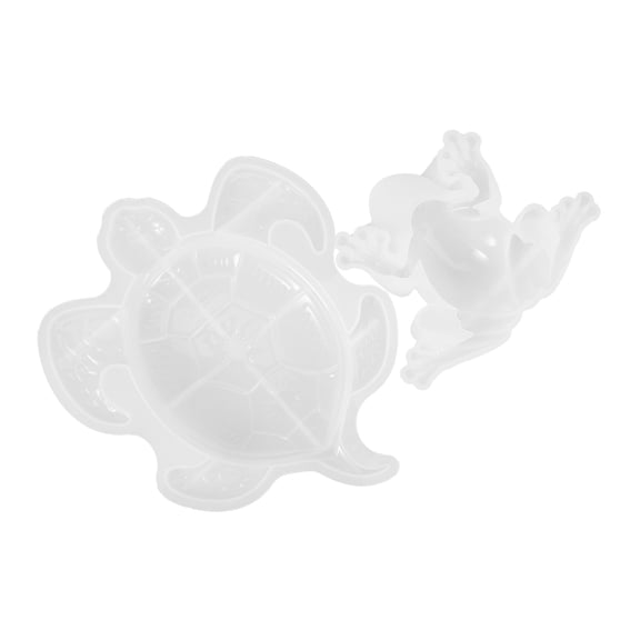 LOLIPPYY 2Pcs Flexible White Silicone Turtle and Frog Shaped Molds for DIY Epoxy Casting Animal Craft Making