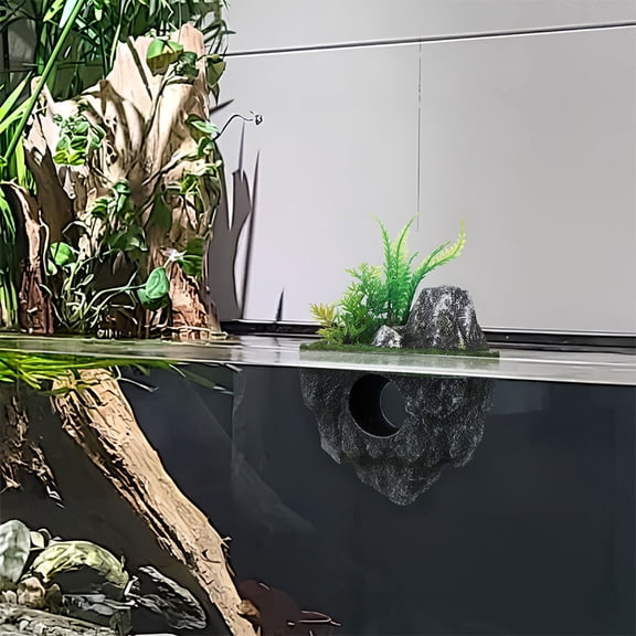 LOLIPPYY 2Pcs Floating Aquarium Rock Decor Resin Cave Hideaway Realistic Fish Tank Landscape Centerpiece