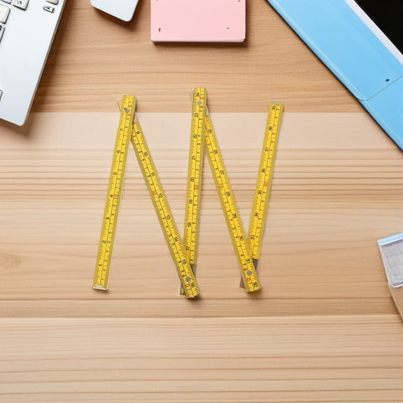 LOLIPPYY 2-Pack Foldable Yellow Wooden Rulers with Clear Metric Scale for Precise Construction and Woodworking Measurements
