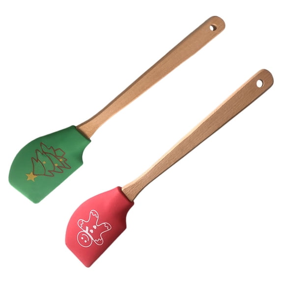 LOLIPPYY 2-Piece Fondant Icing Tools Set with Silicone and Wooden Handles, Assorted Colors for Cake Decorating and Baking
