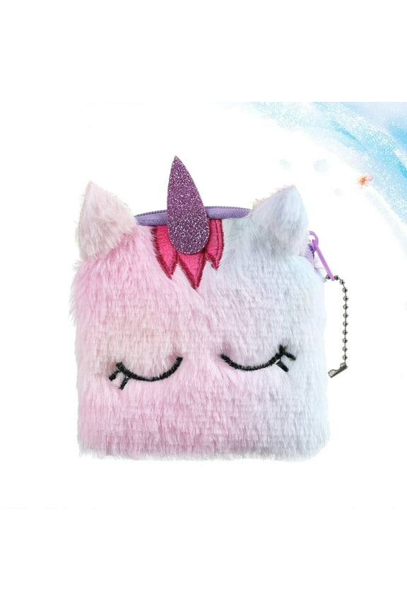 2-Pack Cute Plush Square Pouch Portable Wallet for Shopping and Everyday Use