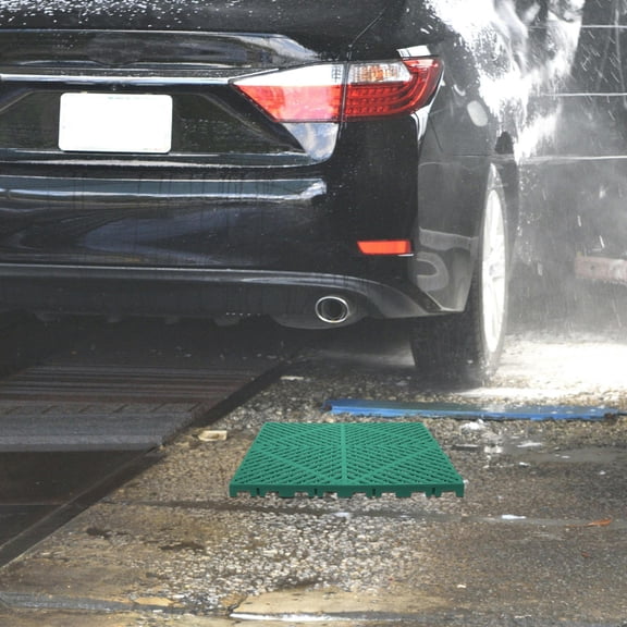 LOLIPPYY 2Pcs Garage Drainage Tiles Green Plastic Interlocking Floor Grating for Efficient Car Wash