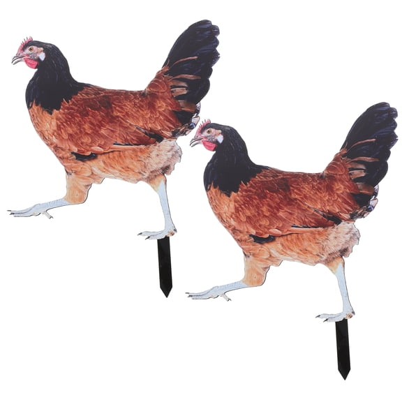 LOLIPPYY 2-Pack Acrylic Garden Chicken Stakes Decorative Hen Stakes for Lawn and Yard Decoration