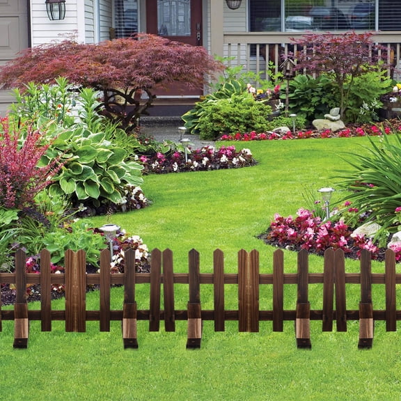 LOLIPPYY 2Pcs Garden Fence Base Light Brown Wood Fence Stand Support with Fixing Holes for Secure Yard Display