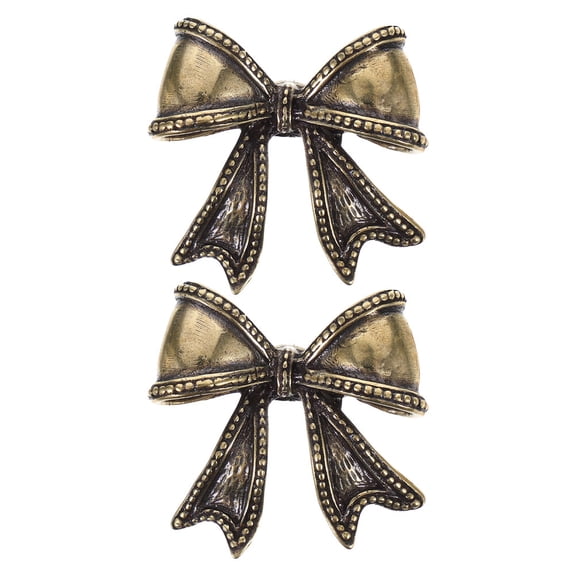 LOLIPPYY Set of 2 Vintage Brass Bow-Shaped Glass Door Pull Handles for Cabinets