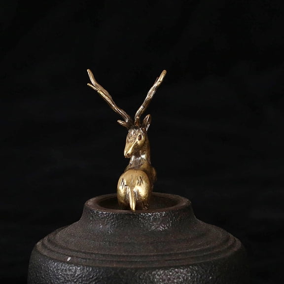 LOLIPPYY Set of 2 Golden Brass Deer Figurines Retro Style Desktop Decor Home Decoration Sculptures