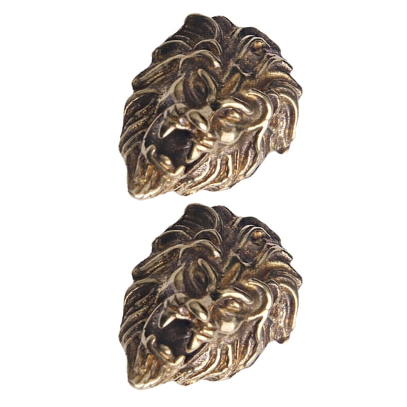LOLIPPYY 2Pcs Golden Brass Lion Head Buttons Decorative Pants Button for DIY Clothing Accessories