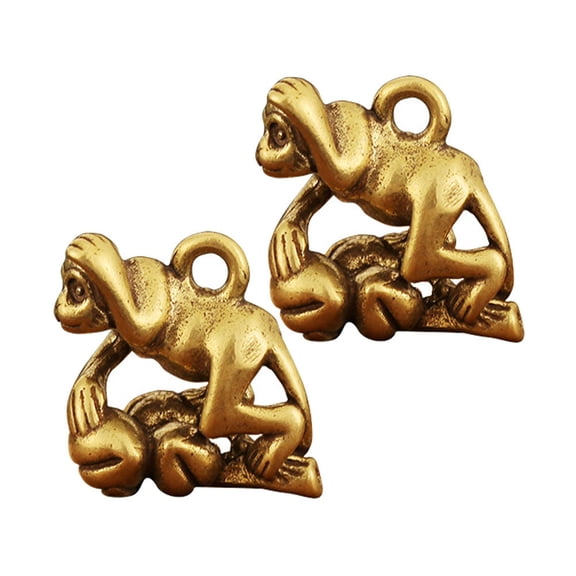 LOLIPPYY 2Pcs Golden Brass Monkey Figurine Antique Style Tabletop Decoration