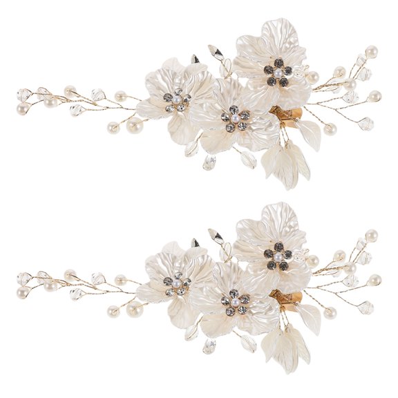 LOLIPPYY 2Pcs Golden Bridal Hair Jewelry Flower Hair Clips with Pearls and Rhinestones for Weddings