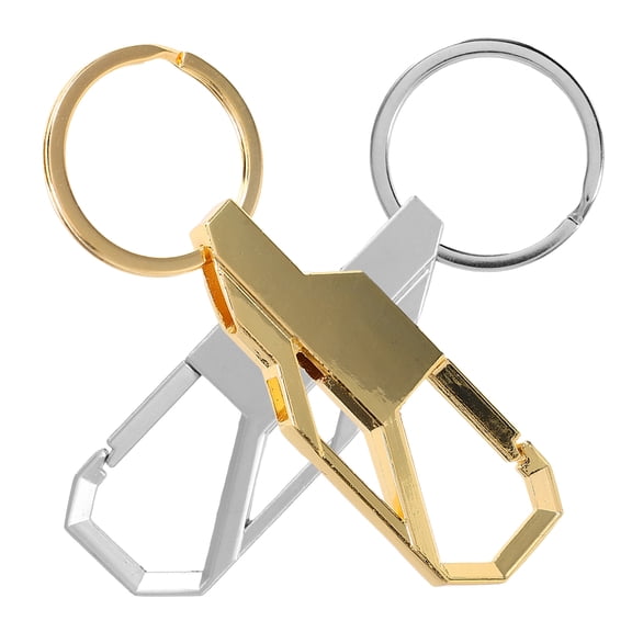 LOLIPPYY 2Pcs Golden Keychain for Men Zinc Alloy Material Stylish Key Holder with Hook