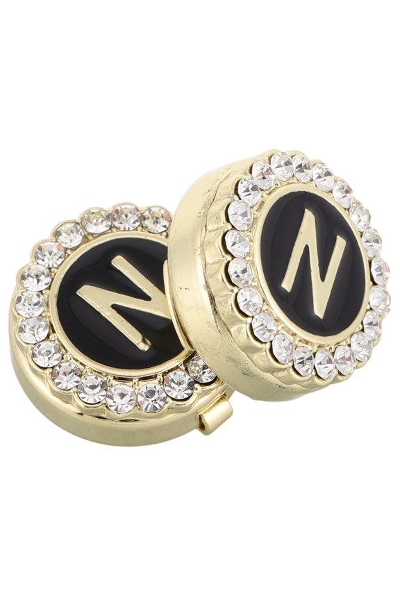 2Pcs Golden Letter N Cufflinks Zinc Alloy Durable Shirt Button Covers for Formal Occasions