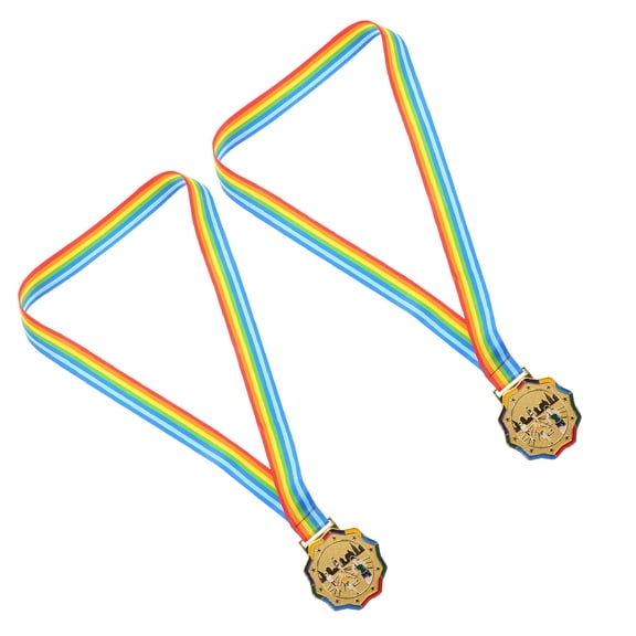 UPGRATOR 2Pcs Plated Gold Athletic Competition Medals with Metal Design for Running Event Prizes