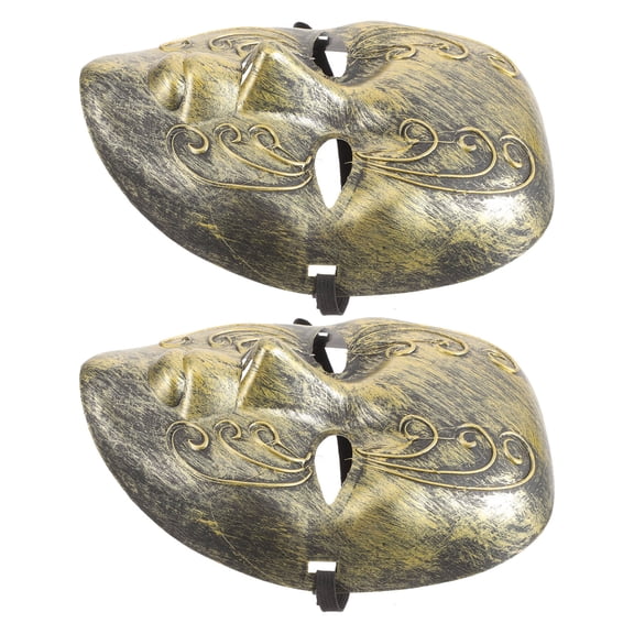 LOLIPPYY 2Pcs Golden Vintage Full Face Masquerade Masks for Formal Carnival Party Costume and Decoration