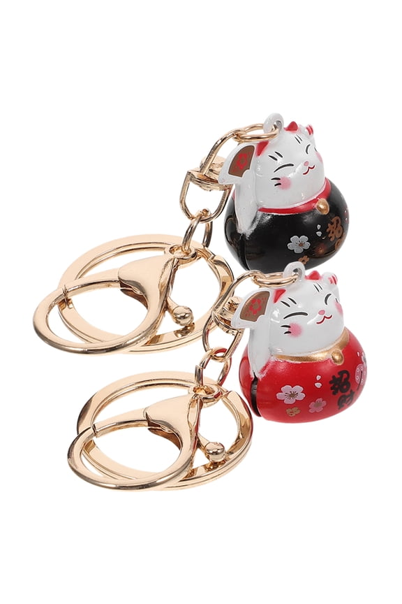 2-Pack Lucky Cat Keychain Copper Alloy Charm for Phone Bag Purse Accessories