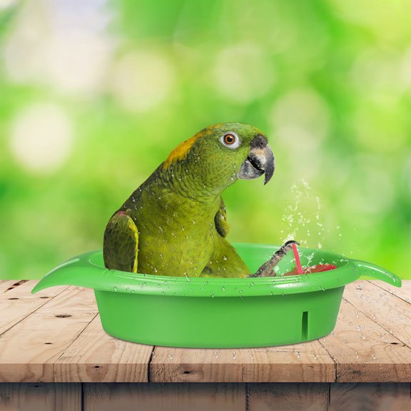 LOLIPPYY 2Pcs Green Compact Parakeet Bird Bath Plastic Bird Bath Basin for Cage with Smooth Edges