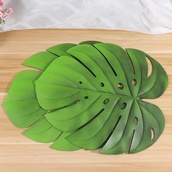 LOLIPPYY 2-Pack Leaf Shaped EVA Placemat, Water Resistant Table Mat for Kitchen, Dining Room and Home Decor