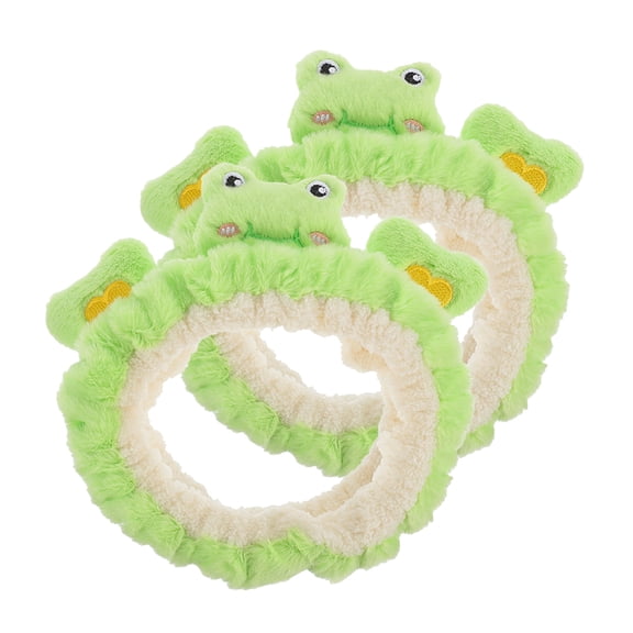 LOLIPPYY 2Pcs Green Frog Headbands for Face Wash Elastic Decorative Hair Accessories