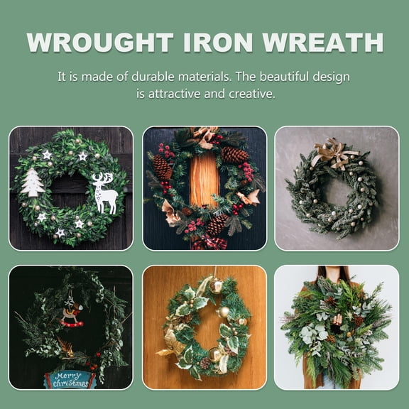 LOLIPPYY 2Pcs Green Iron Round Wreath Loop for Home Hanging Decoration and Floral Craft Projects