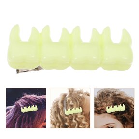 LOLIPPYY 2Pcs Green Plastic Hair Clips with Tooth Shaped Design for Themed Party and Stage Use