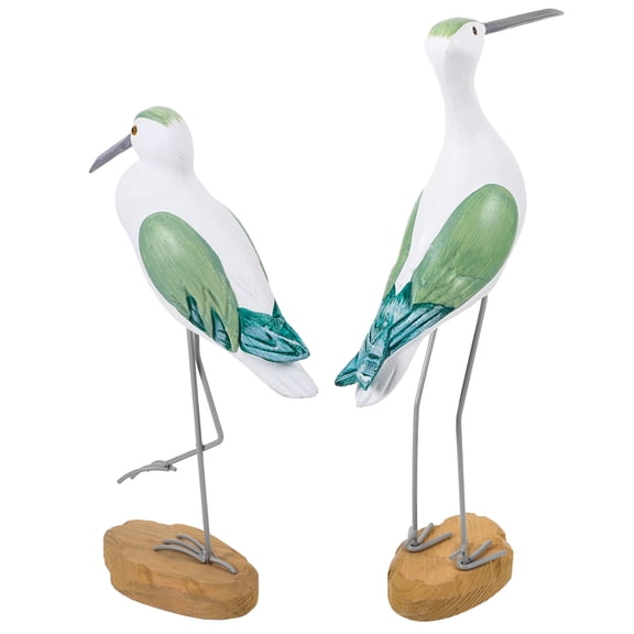 LOLIPPYY Set of 2 Wooden Seagull Bird Sculptures for Home and Garden Decor, Natural Style Coastal Atmosphere