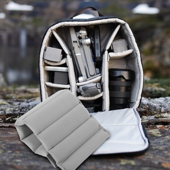 LOLIPPYY 2Pcs Grey Camera Bag Dividers Padded Inserts for Backpack Lightweight Shock Absorbing Organizer