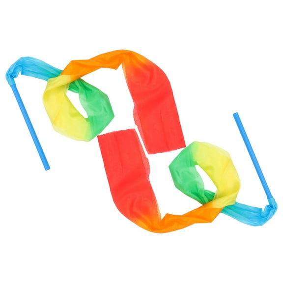 LOLIPPYY 2-Pack Gymnastics Streamer Ribbons with Non- Handles, Assorted Colors for Kids and Parents Fun Exercise