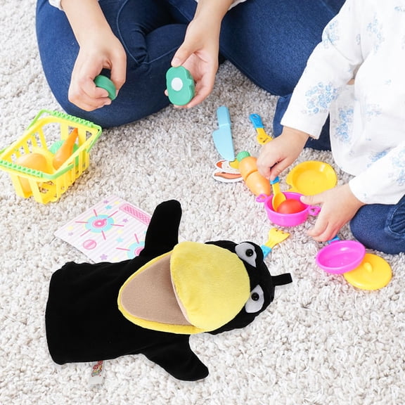 LOLIPPYY 2Pcs Hand Puppets for Kids with Black Plush for Dexterity Development