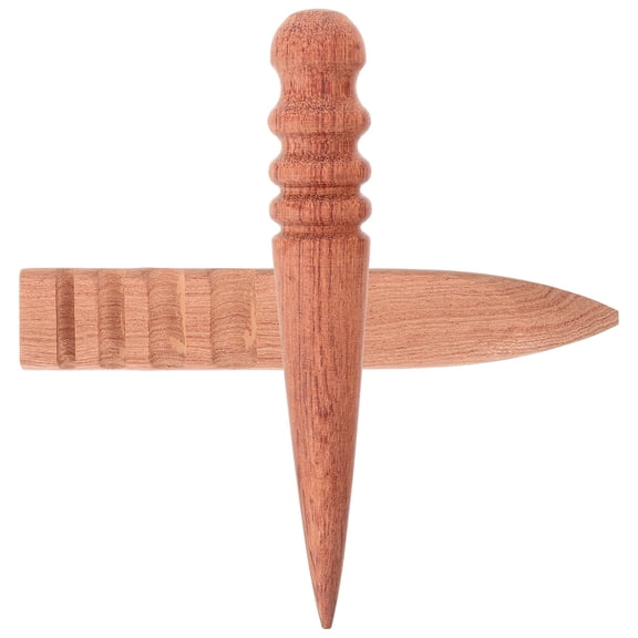 LOLIPPYY 2Pcs Handicraft Burnishing Tool Burnisher Tools Light Brown Wood Ergonomic Handle for Professionals