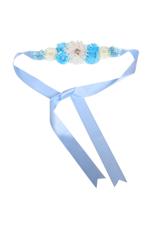 2Pcs Handmade Floral Maternity Sash Belt Satin Ribbon Belly Band for Elegant Pregnancy Photos