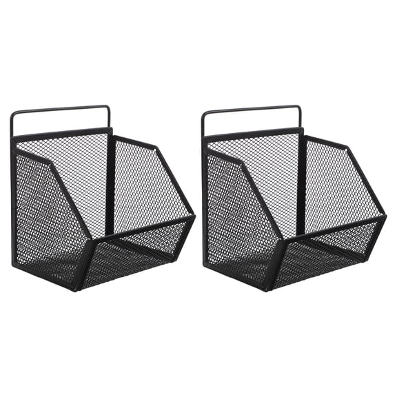 LOLIPPYY 2Pcs Hanging Metal File Holder Black Mesh Desktop Magazine Rack for Office Storage