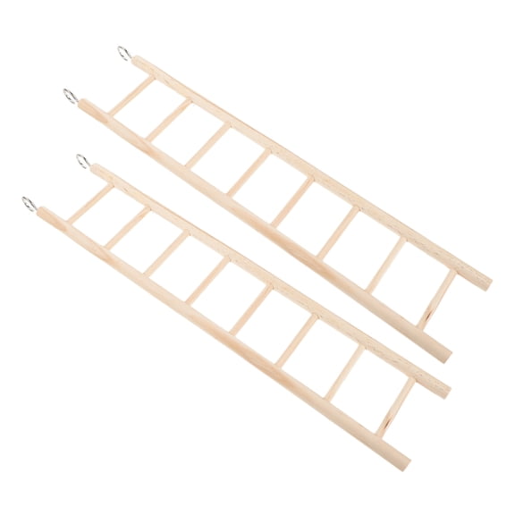 LOLIPPYY 2Pcs Hanging Wooden Bird Ladder for Cage Parakeets Cockatiels with Climbing Platform
