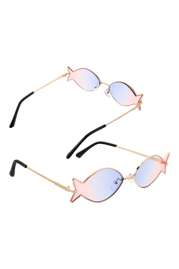 2Pcs Hawaiian Themed Fish Sunglasses for Adults Unique Novelty Party and Beachwear Decor