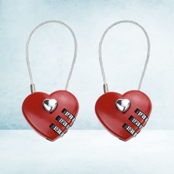 LOLIPPYY 2Pcs Heart Combination Lock Zinc Alloy Password Lock Brown Travel Supplies
