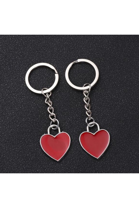 2Pcs Heart Keyring Hanging Ornaments with Excellent Workmanship and Multifunctional Use for Keys and Bags