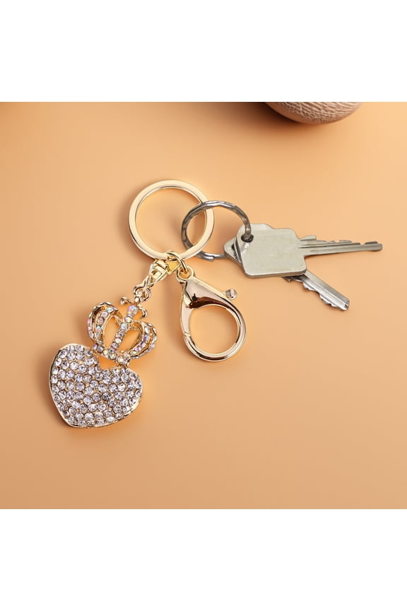 2-Pack Heart Shaped Rhinestone Keychains, Metal Decorative Accessories for Car, Bag, Purse Charm