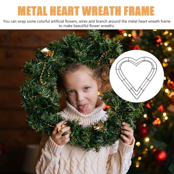 LOLIPPYY 2-Pack Heart Shaped Metal Wreath Iron Wire Frames for Floral Crafting and Home Decoration