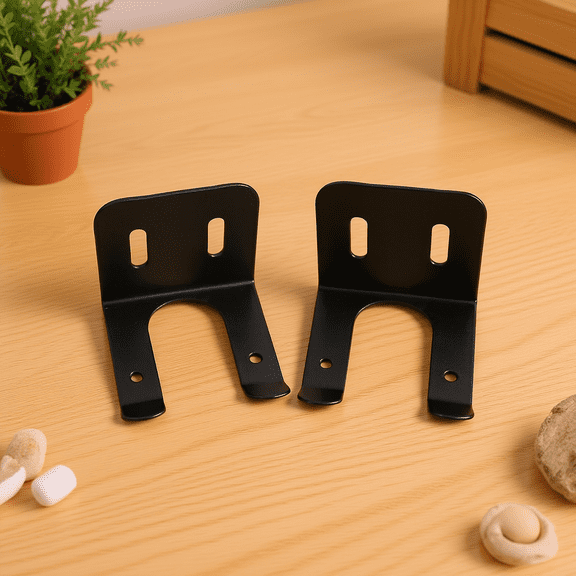 LOLIPPYY 2Pcs Black Garage Organizer Wall Mount Shelf Brackets with Leaf Blower and Trimmer Hangers