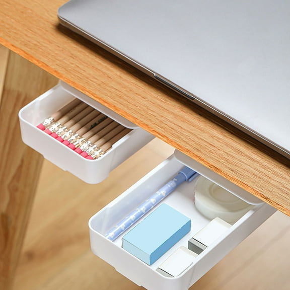 LOLIPPYY 2Pcs Hidden Desk Storage Box for Kitchen Users in Black ABS